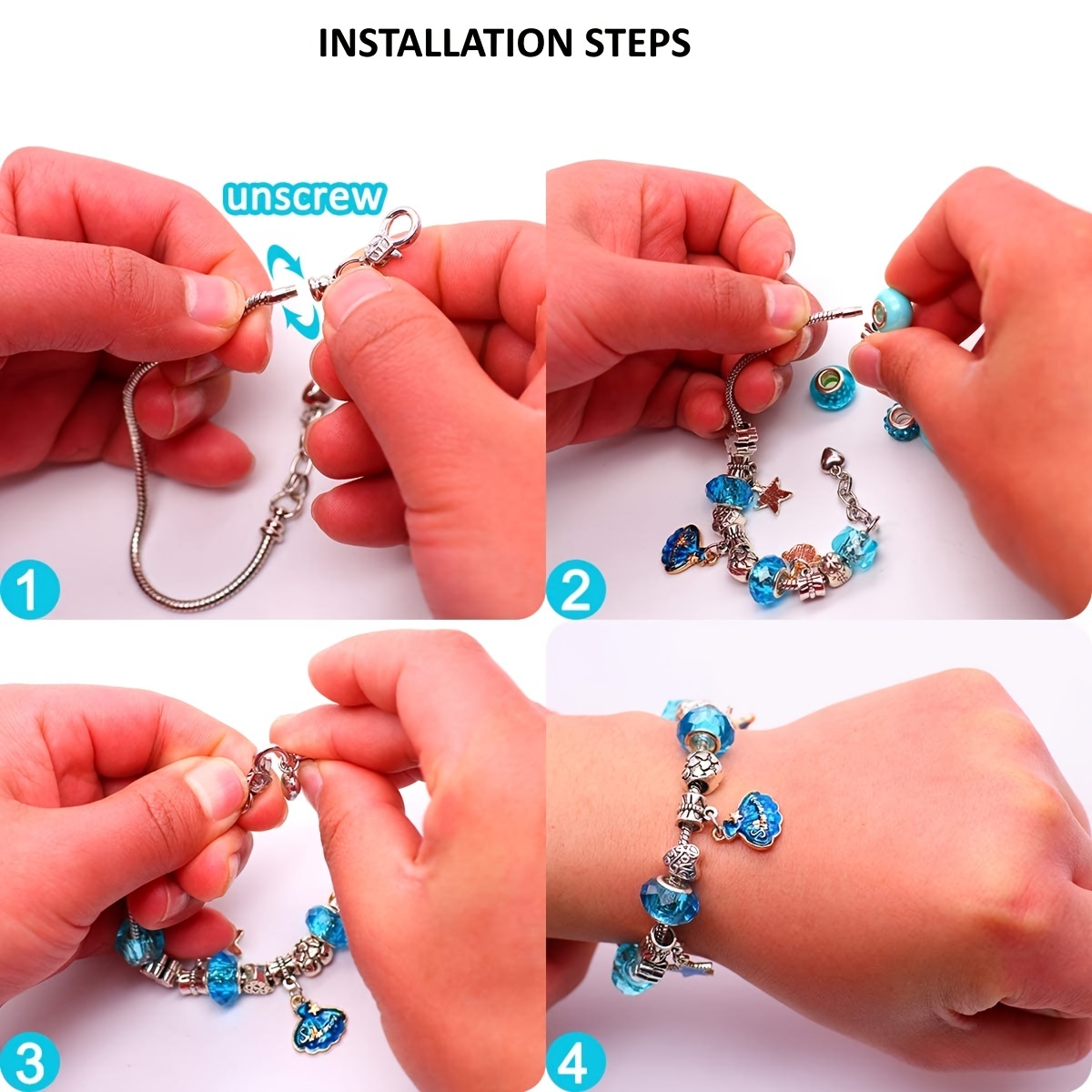 Diy Crystal Bracelet Set With Jewelry Gift Box Dream Girl Pendant