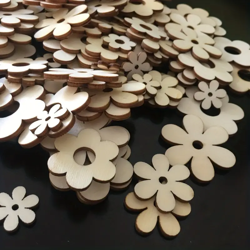 Mixed Chrysanthemum Flower Shape Wood Decorations Cute - Temu
