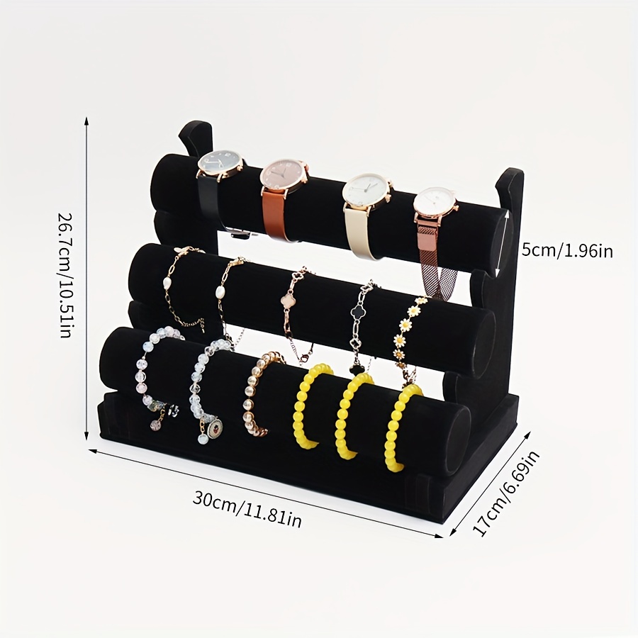 1pc Velvet Three-layer Bracelet Stand Jewelry Display Stand, Watch Bracelet  Display Stand