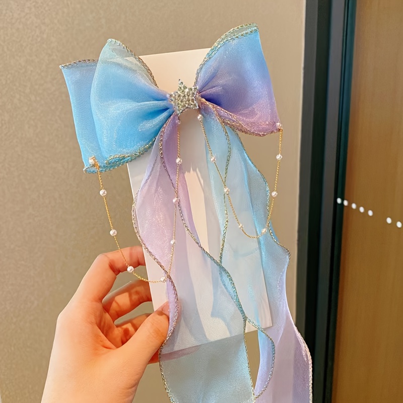 Cute Ribbon Bows Tassel Ornament Hair Clips Girls Colorful - Temu