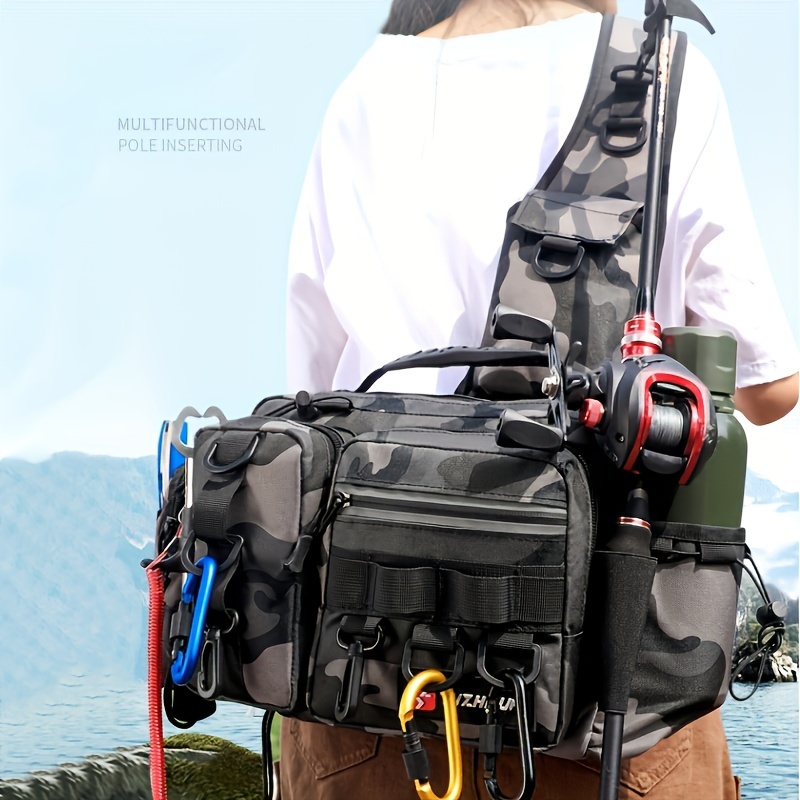 Fishing Tackle Storage Bag Rod Holder Pack Carry Case Bag Crossbody Durable