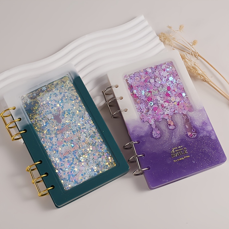 A6 Rectangle Quicksand Notebook Cover Resin Mold Diy Crystal - Temu