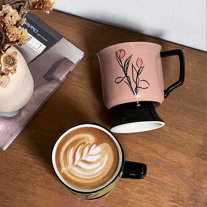 Cute Footed Coffee Mug With Saucer, Ceramic Coffee Cups, Stylish Unique Tea Cup  Set, Summer Winter Drinkware, Gifts - Temu