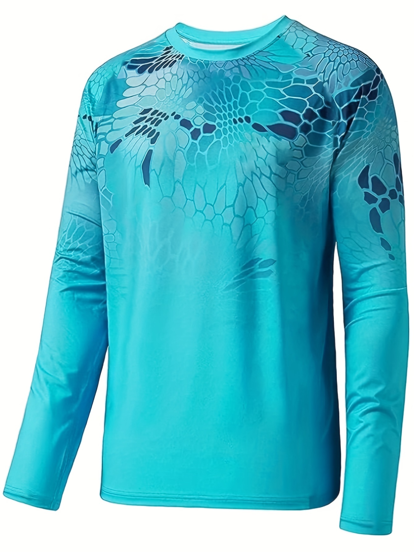 Men's Upf 50+ Sun Protection Shirt, Snake Skin Print Quick Dry Long Sleeve Rash Guard For Fishing Hiking Outdoor
