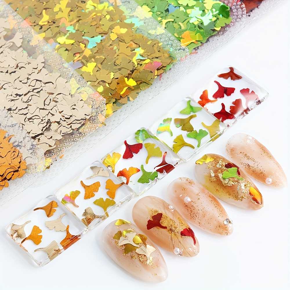 Nail Glitter Nail Art Supplies Nail Designs Glitter for Nails Kit Decor  Fall Leaf Glitter Nail Sequins Glitter Sticker Decals 3D DIY Makeup Maple  Leaf