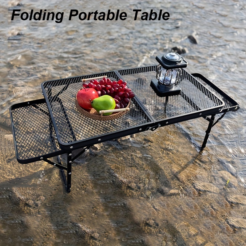 Mesa plegable pequeña, mesas de camping portátiles que se pliegan para  arriba ligera altura ajustable mesa plegable de aluminio para picnic y