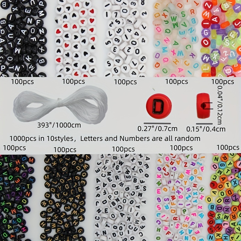 Mini Acrylic Letter Beads for Jewelry, A-Z and 1-9 Numbers