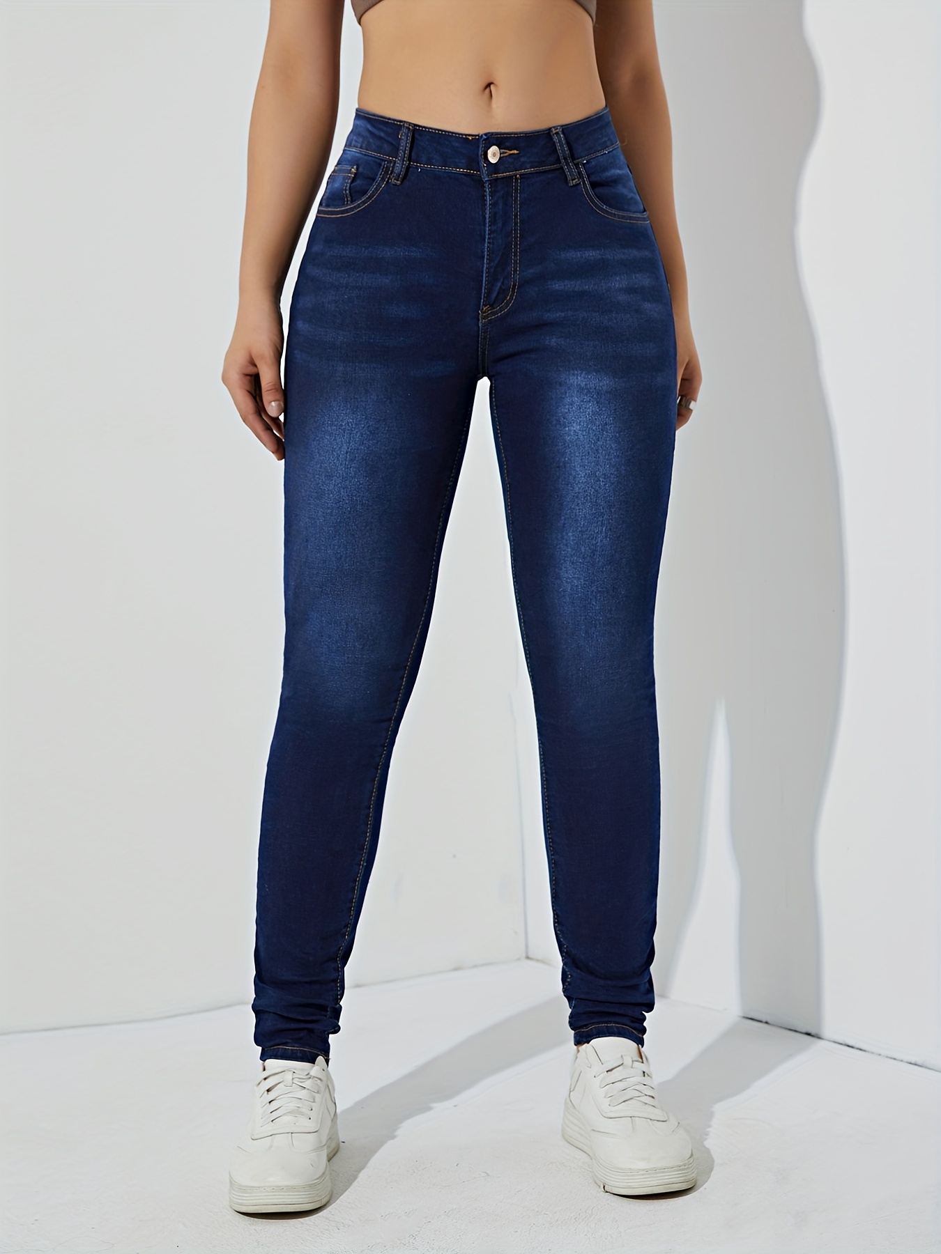 MIASHUI - Jeans de cintura alta para mujer, pantalones de