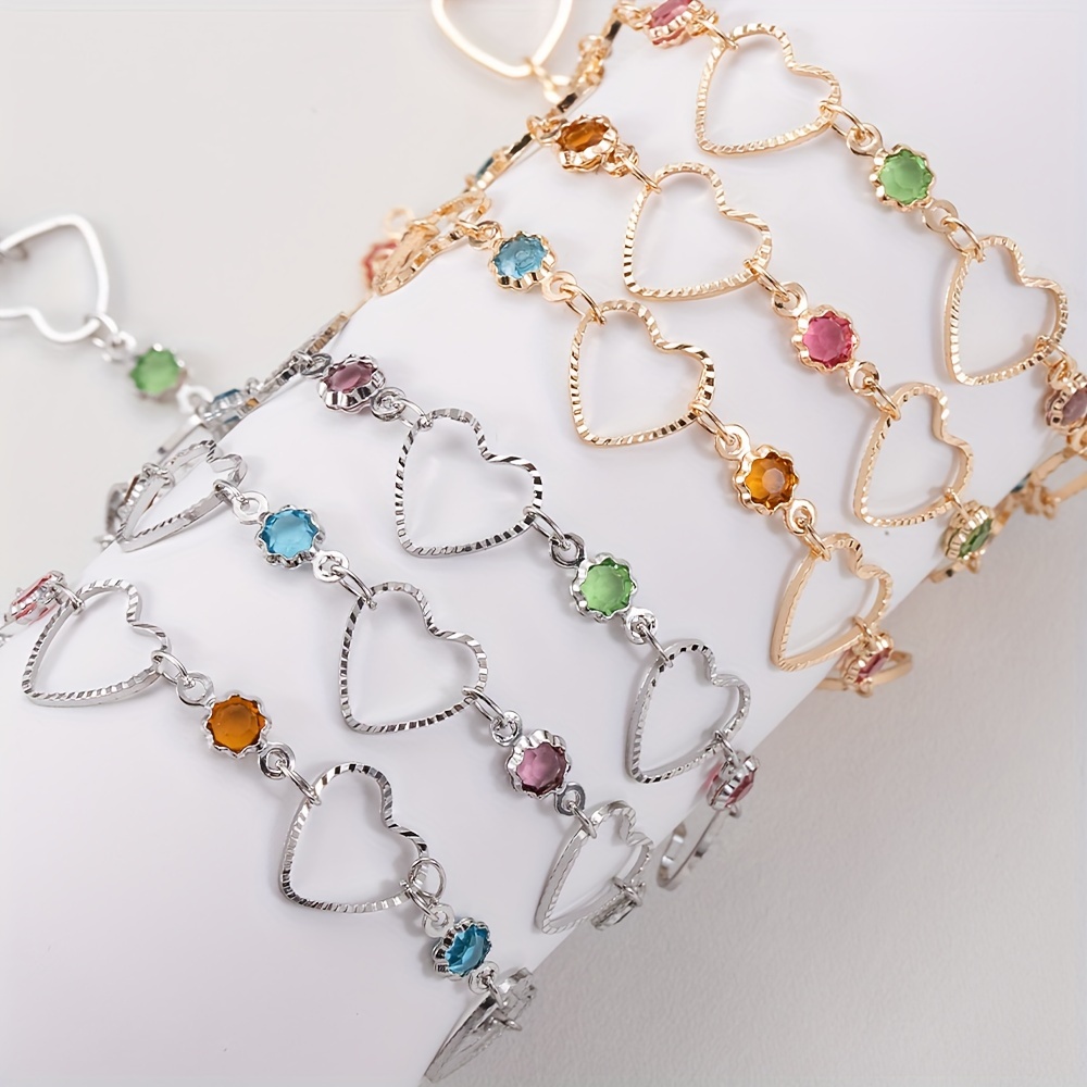 1 Meter Pure Copper Love Heart Rhinestone Beads Chain Color - Temu