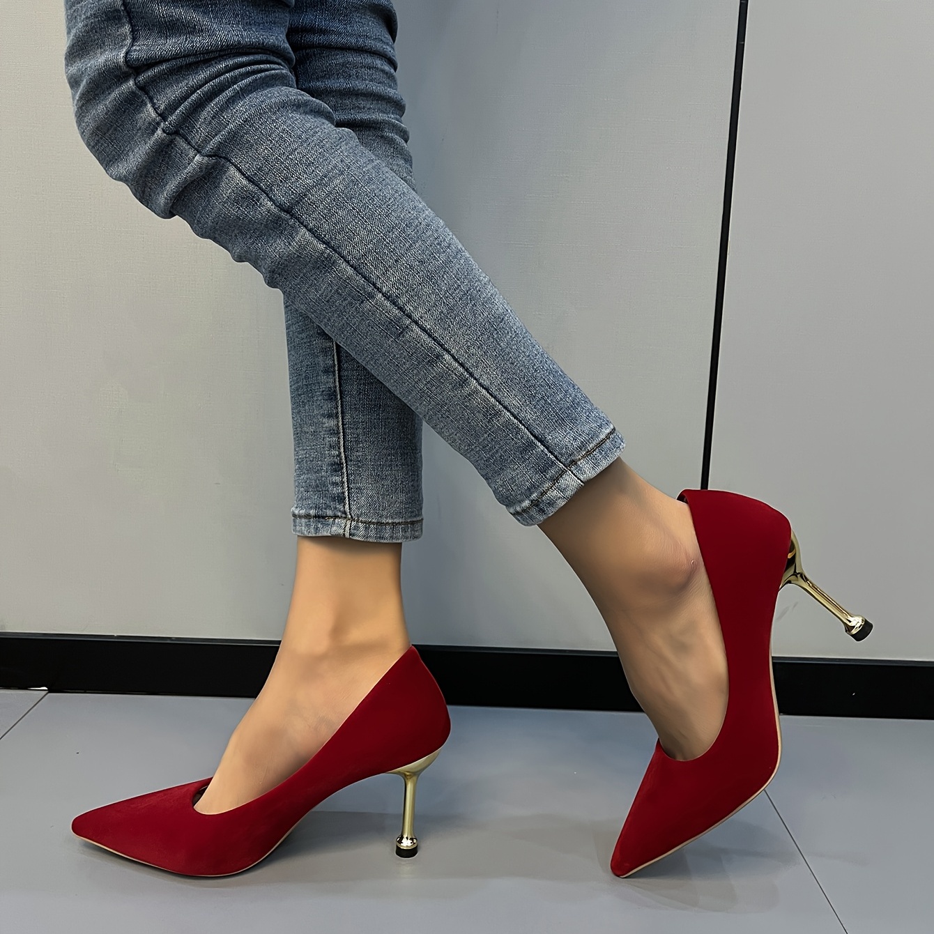 Women's Pointed Toe Metal Heel High Heels Stiletto Pumps