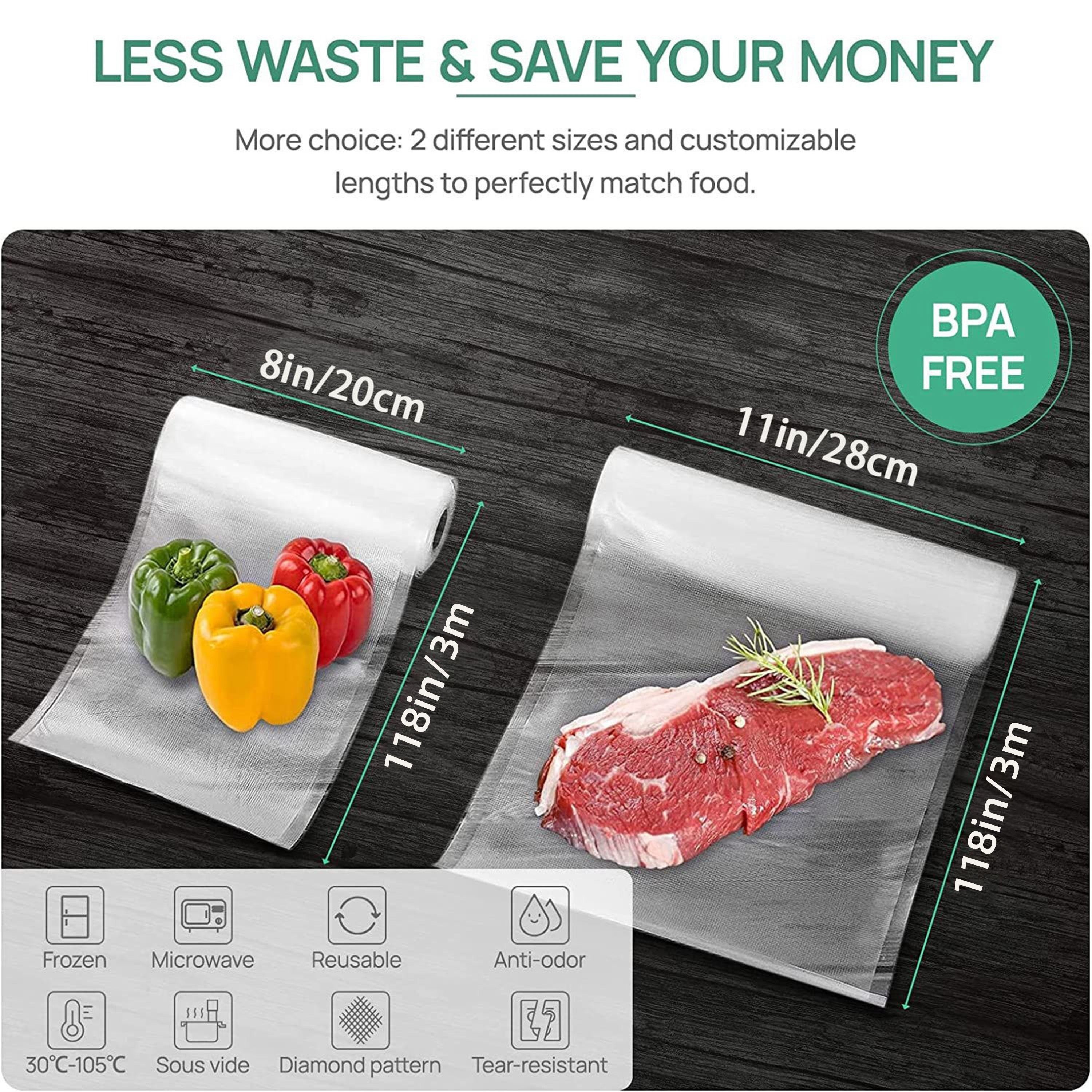 Vacuum Sealer Bags, Bpa Free, Heavy Duty, Rolls Food Saver Bags For Vac  Storage, Meal Prep Or Sous Vide - Temu