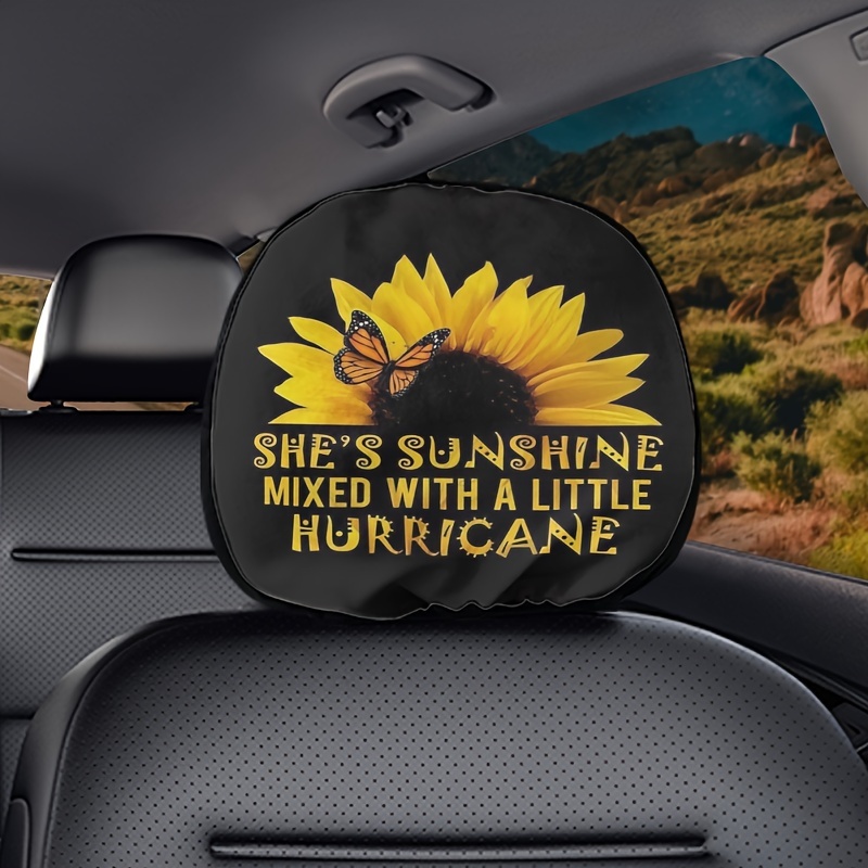 Sunflower Flower Car Seat Head Rest Covers Washable Car - Temu