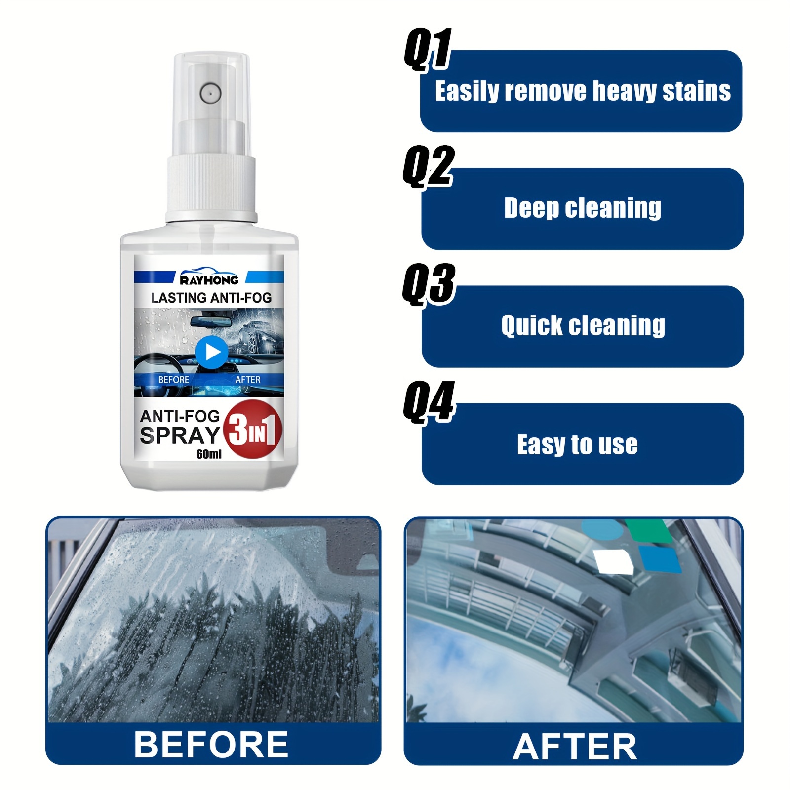 KLEARFOG Anti-Fog Solution for Car windshield & Rain Repellent for car  windshield, Improve driving visibility in Rain