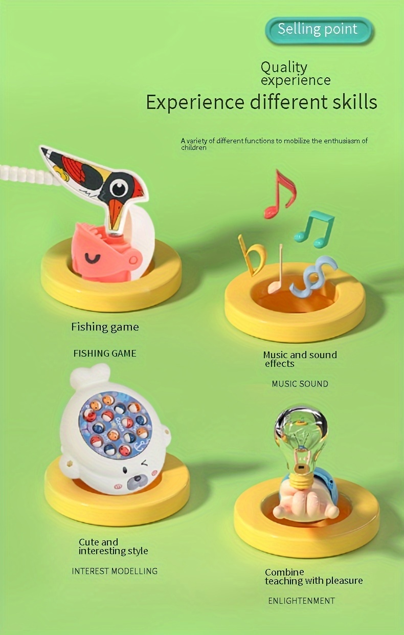 Electric Rotating Magnetic Fishing Woodpecker Toy Puzzle - Temu
