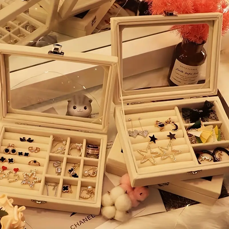 Jewelry Storage Box, Desktop Jewelry Organizer Display Case, With