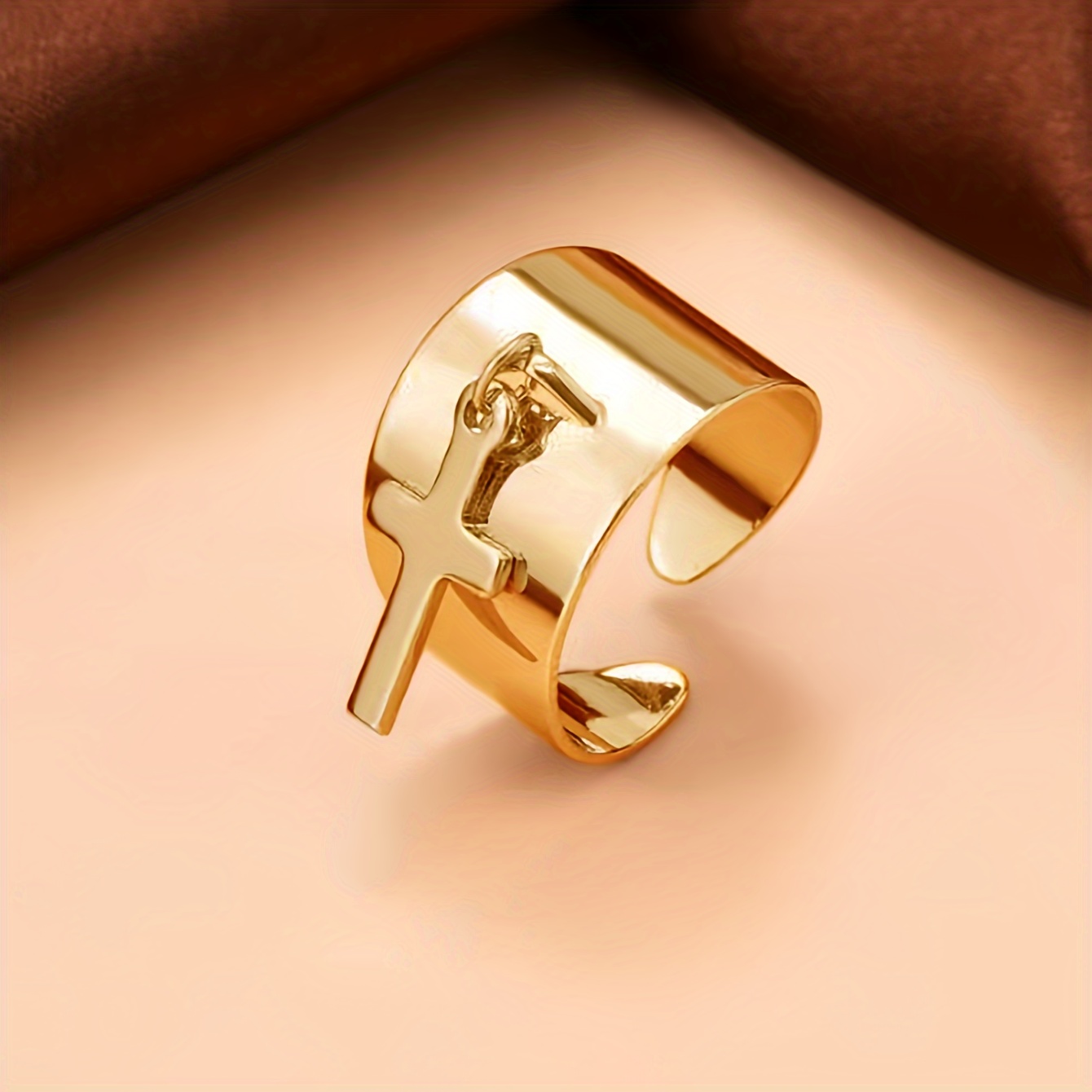 Image of 1pc Cross -match Style Band Ring