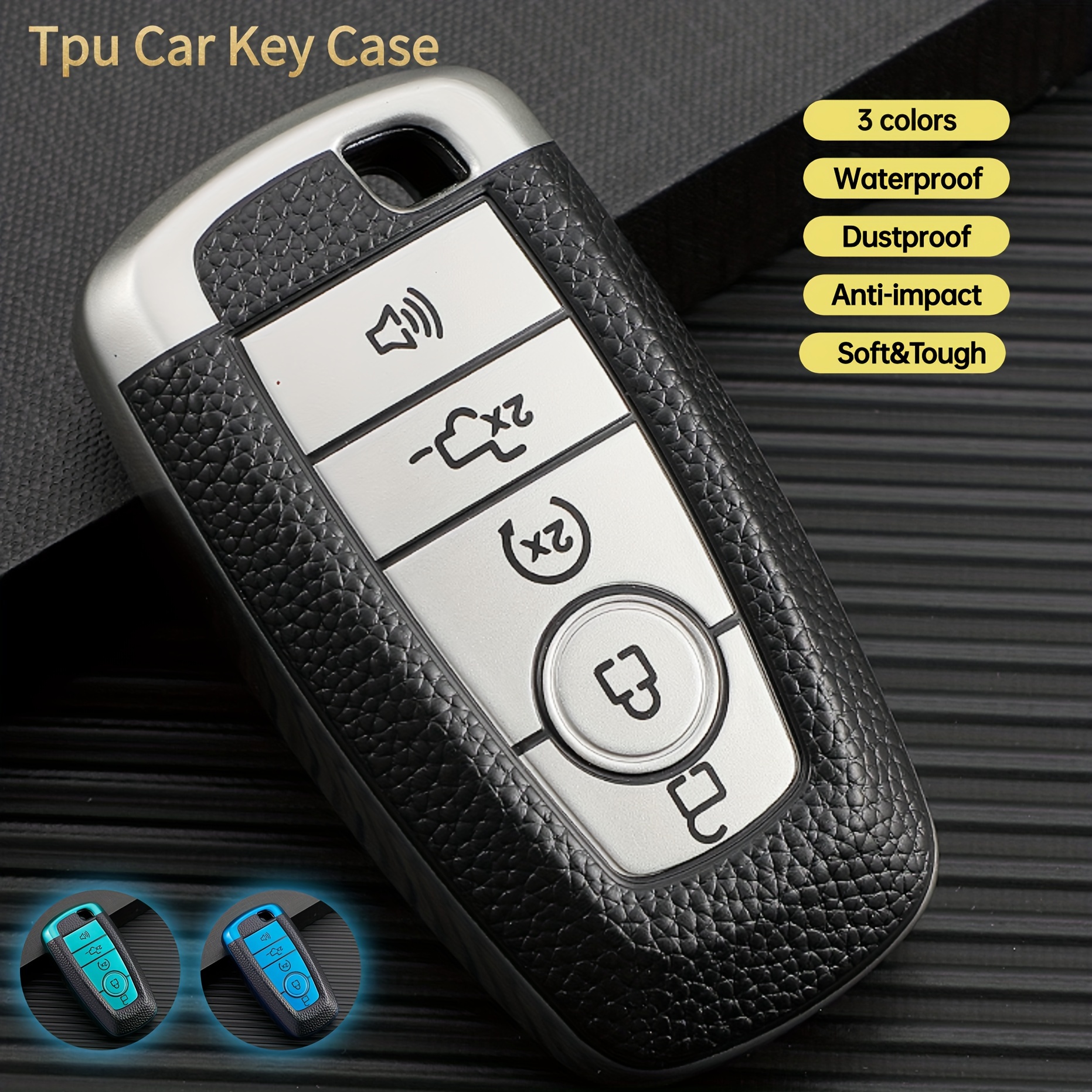 Key Case Cover With Key Holder For Ford Fusion, Mustang, F150, Edge,  Explorer, Mkz, Mkc, Mkx Smart Remote Keys - Temu