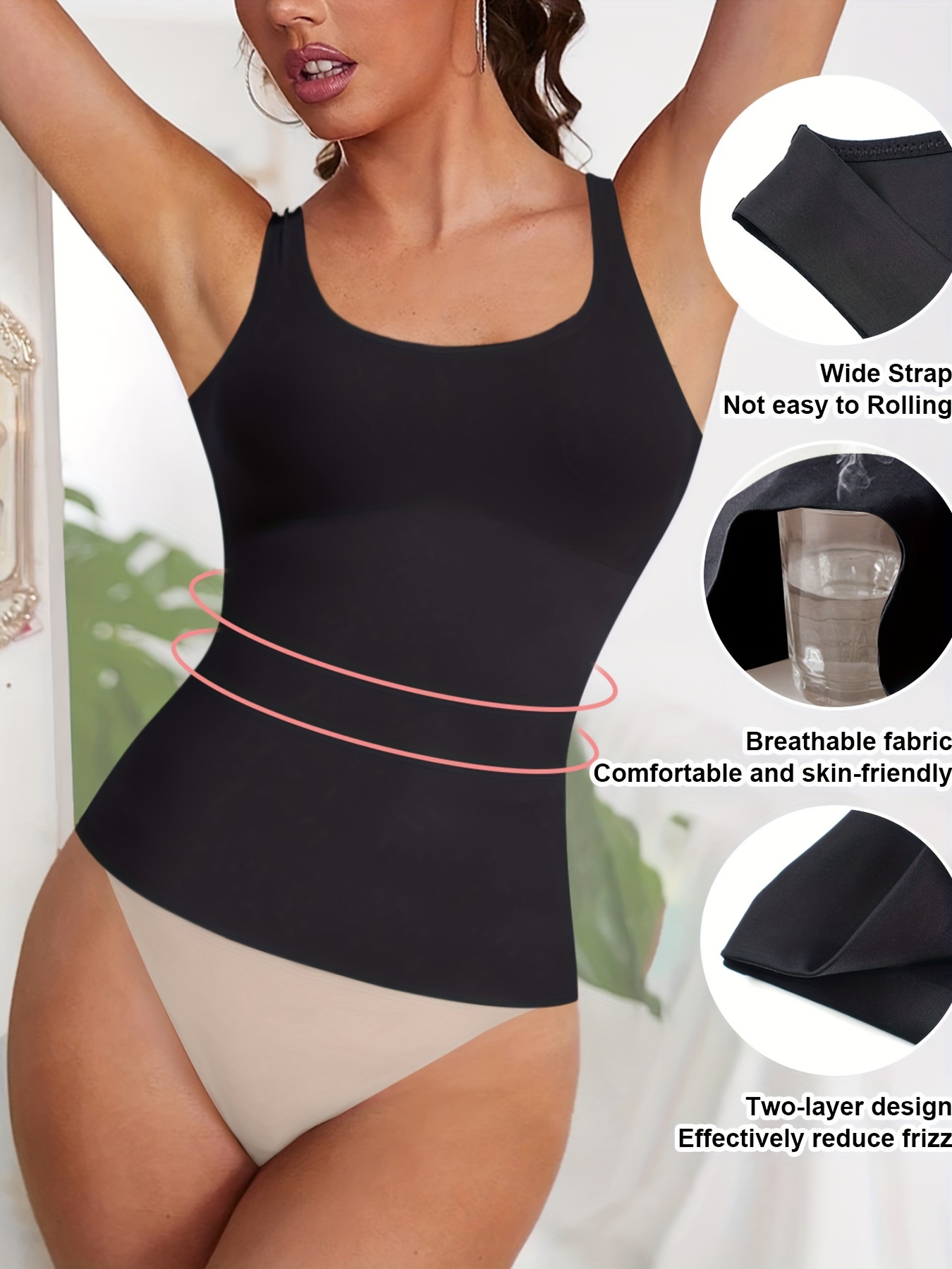 Shapewear Camisole for Women Belly Control Shapewear Tank Top Wide Straps  Shirts 