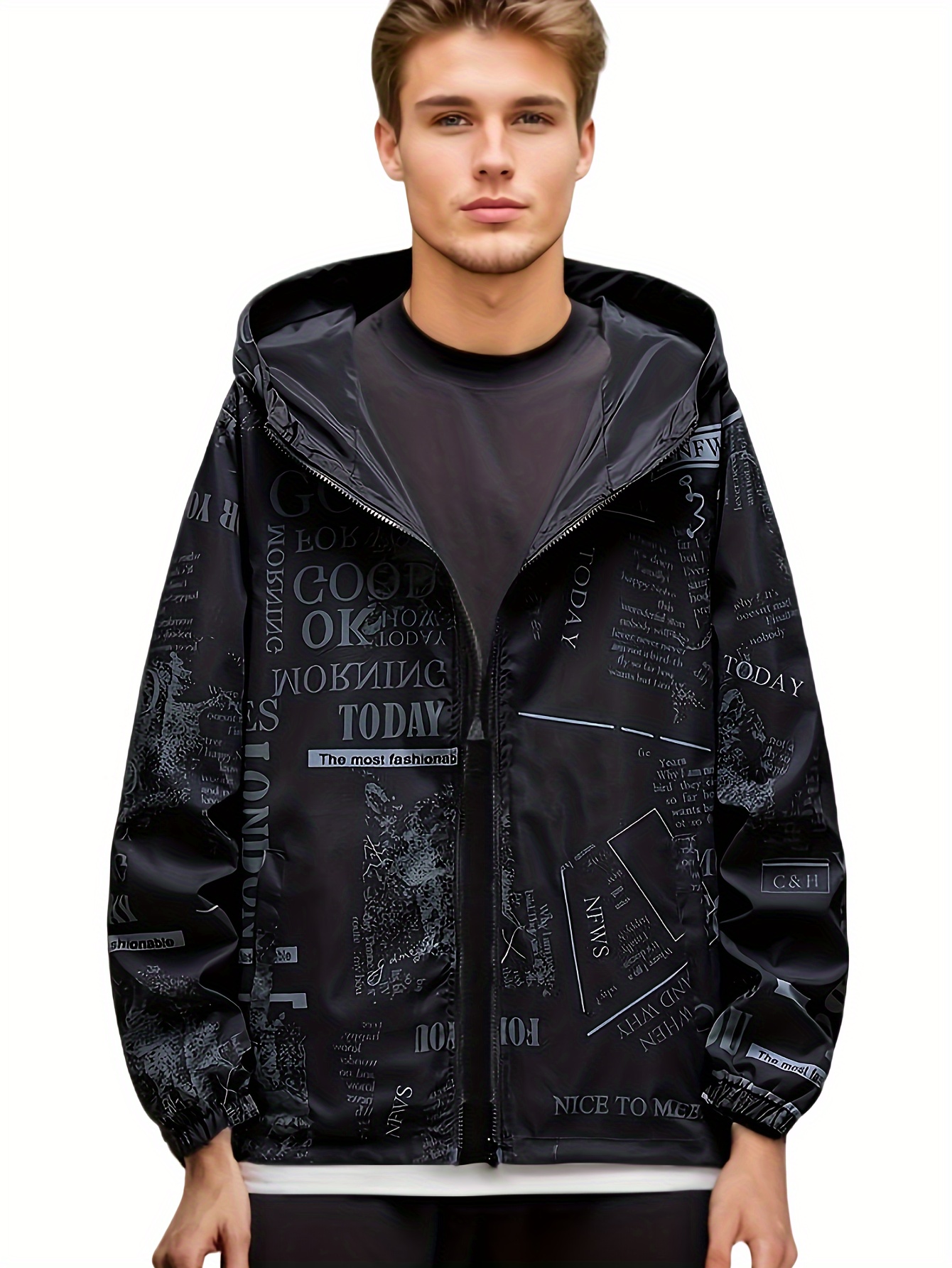 spring autumn men's casual reversible hoodie jacket men - Temu