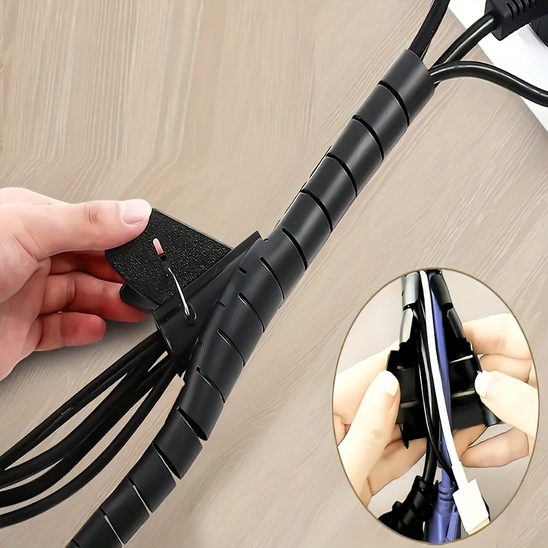 Black White Spiral Cable Wrap Organizer Plastic Cover for Electrical Wires  Cable