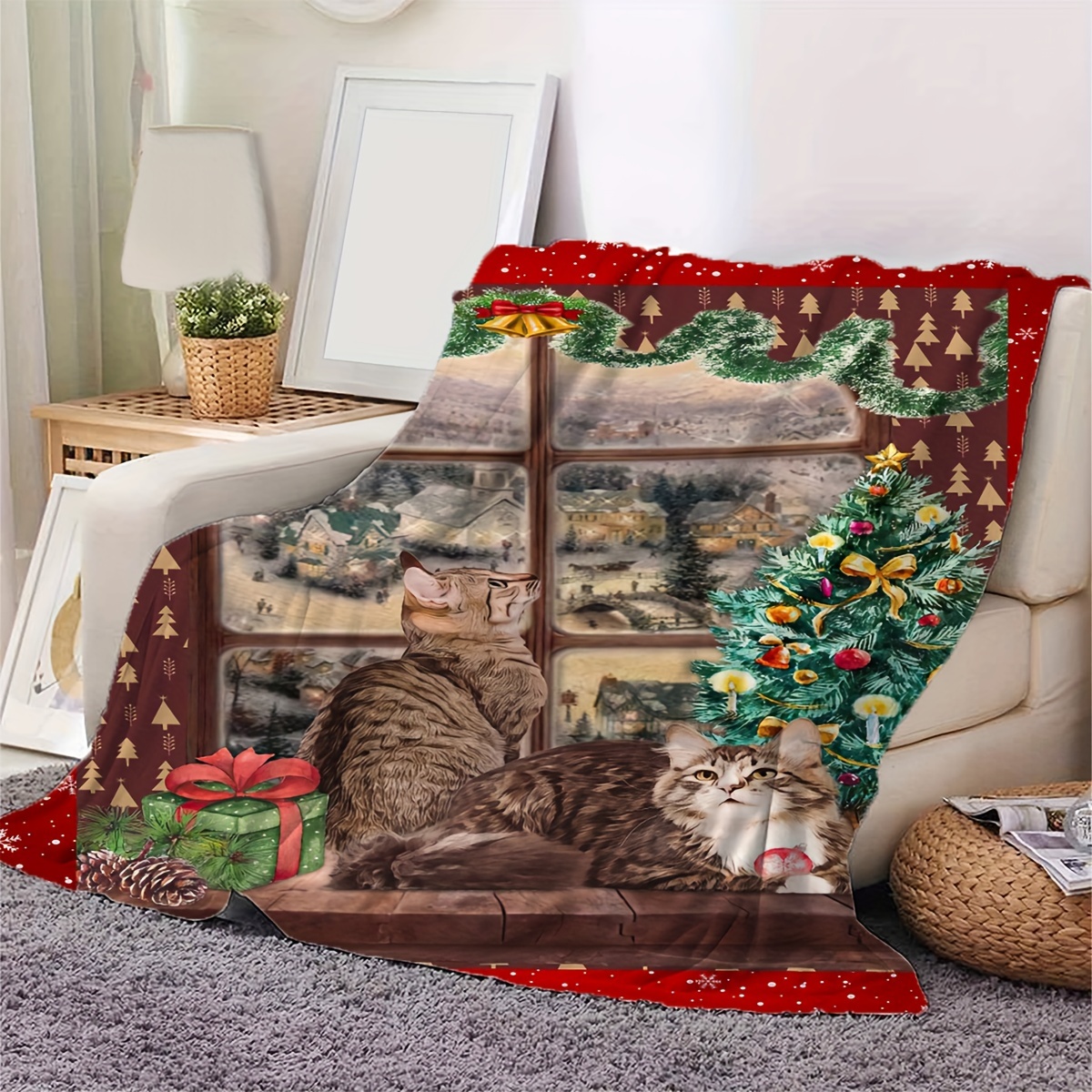 Christmas cat outlet blanket