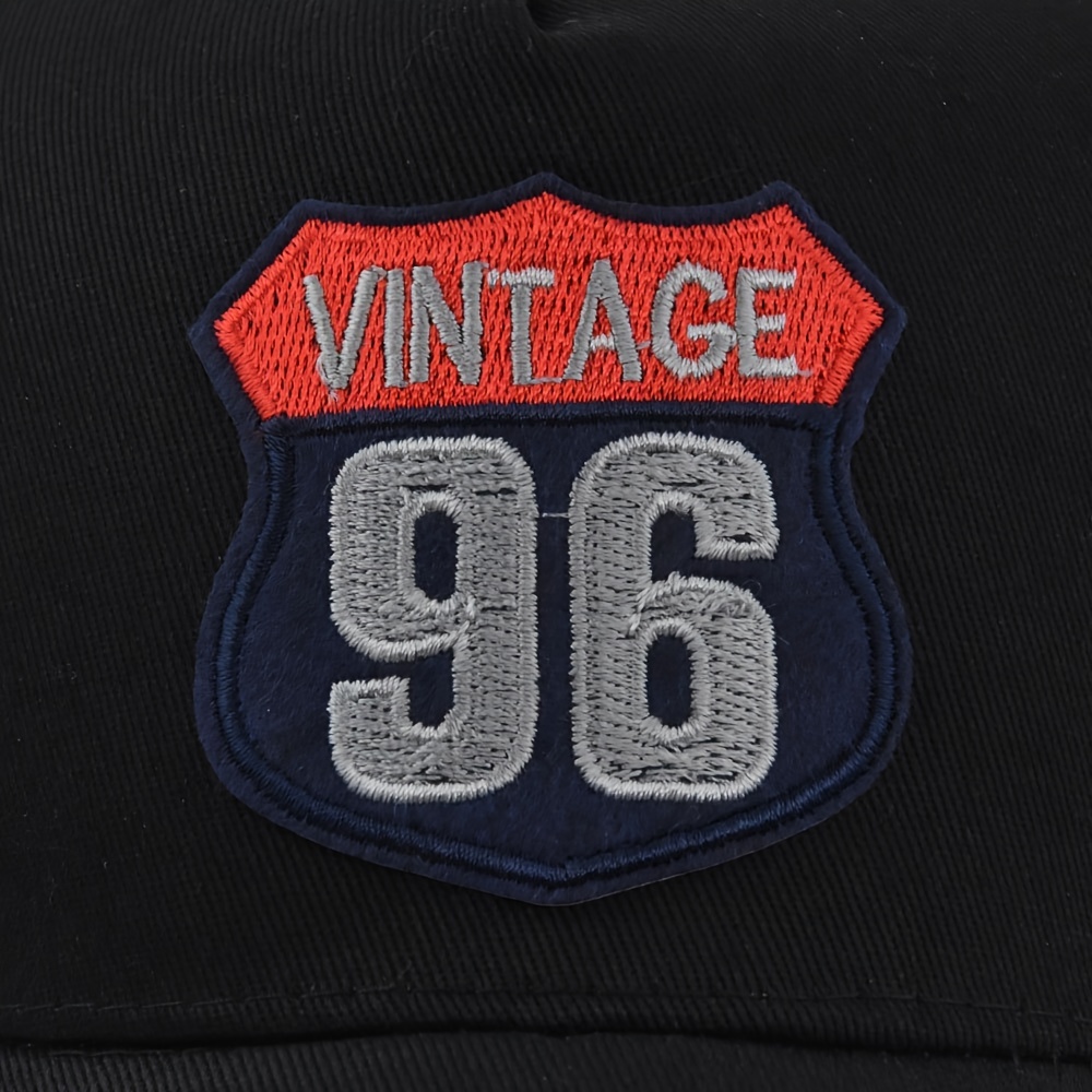 1pc Vintage 96 Embroidered Baseball Breathable unisex Outdoor Fishing Hat, Bucket Hat, Sun Hat, Adjustable Mesh Trucker Temu