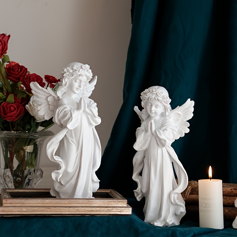 Statue de garçon ange, décoration rétro, artisanat en résine, ailes de  plumes, ange de prière, Sculptures de jardin, décoration nordique pour la  maison # W - AliExpress