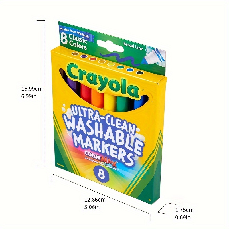 Crayola Washable Markers, Broad Point, Classic Colors, 8/Pack 58-7808 