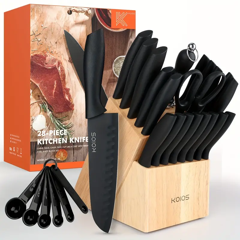25pcs Set Kitchen Knife Set With Wooden Block Ultra Sharp High Carbon  Stainless Steel Chef Knife