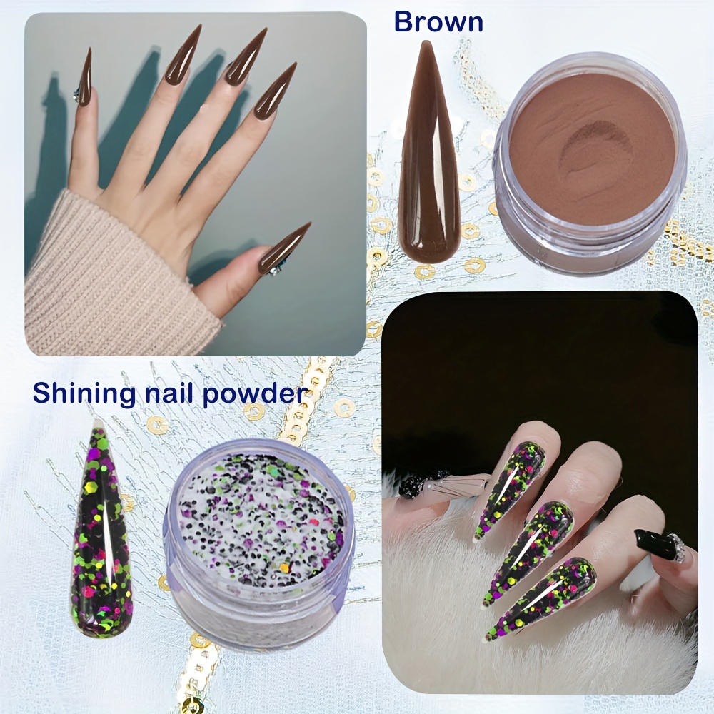 Acrylic Nail Powder Set, 4 Colors Red, Black, Brown, Mixed Color Acrylic  Powder, Acrylic Nail Extension Carving, Colored Acrylic Nail Powder Glitter  N