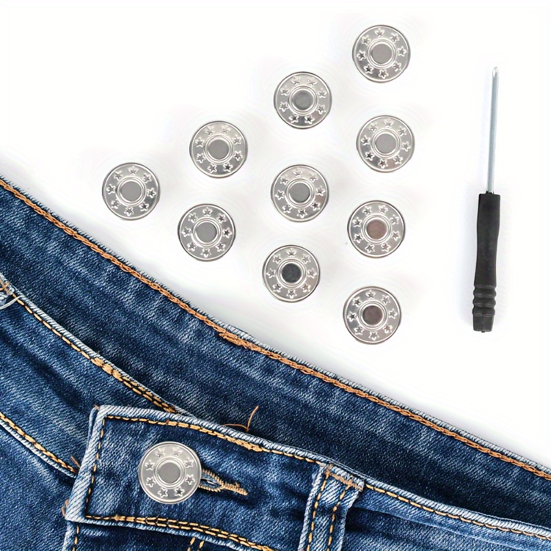 Musuos Pants Button, Small Detachable Metal Button Pants Adjuster Fastener  for Trousers Jeans 