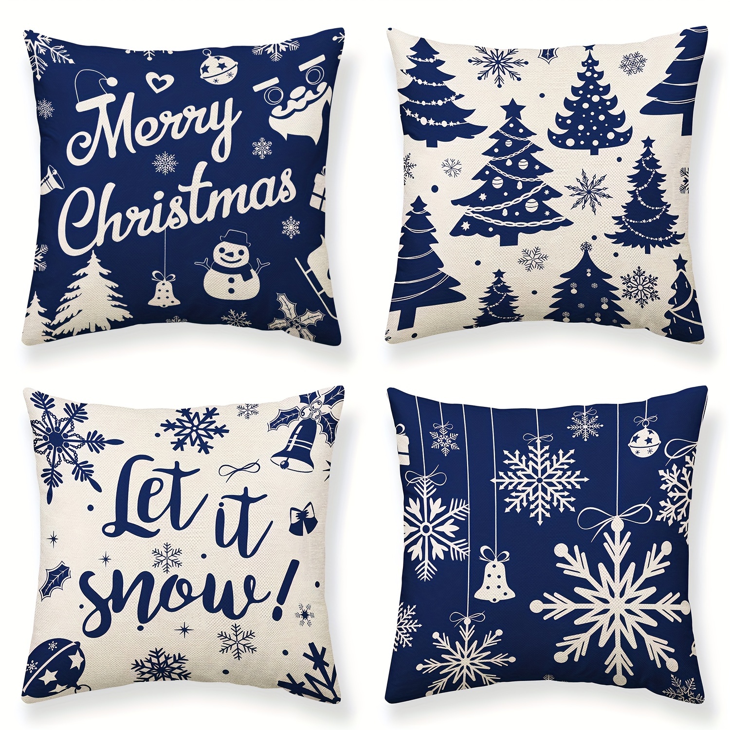 Blue christmas 2024 pillow covers