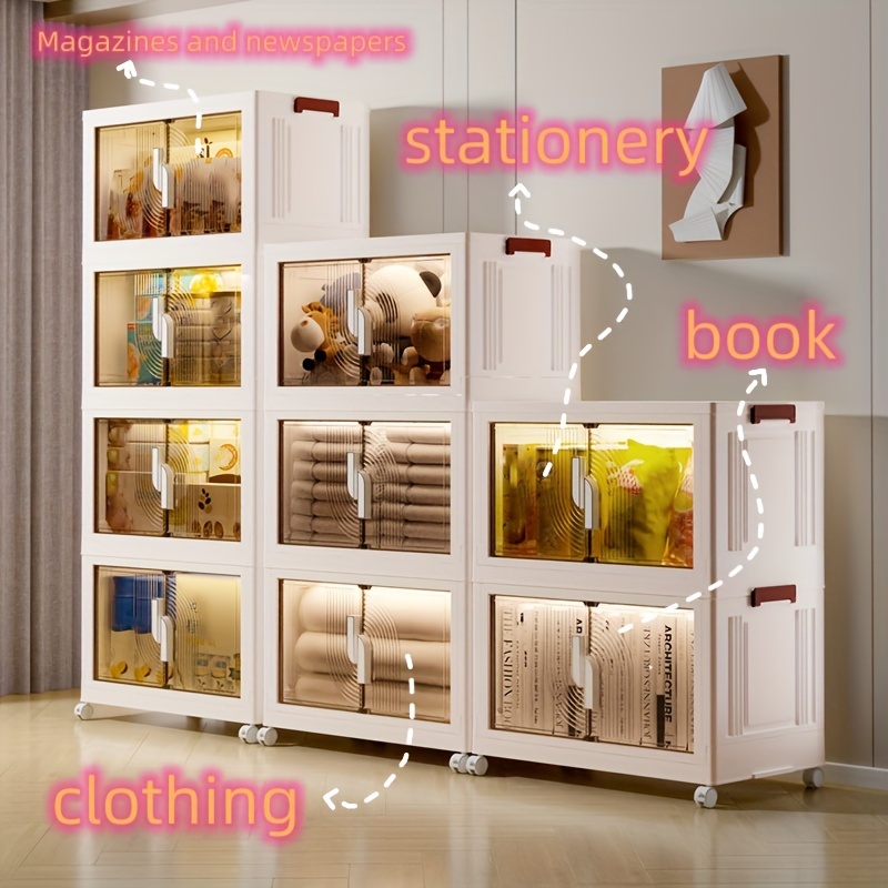 Foldable Plastic Clothes Storage Box With Clear Doors - Temu