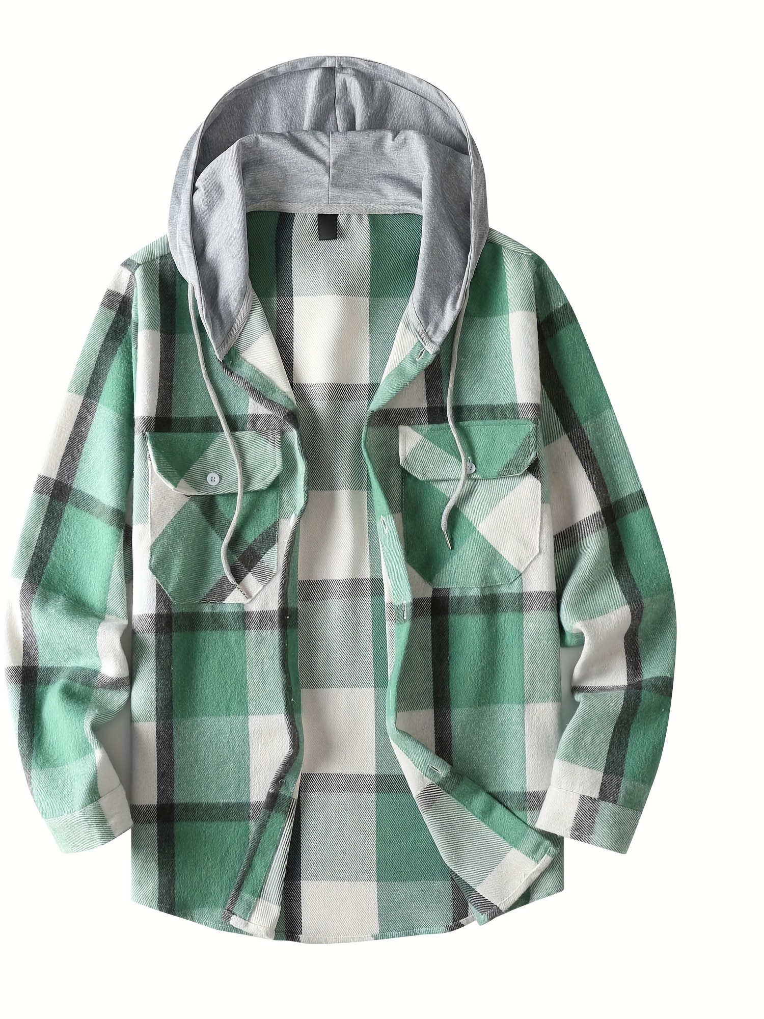 Casual Plaid Pattern Men's Long Sleeve Hooded Shirt, Men's Fall Winter  Street Outwear, Gift For Men