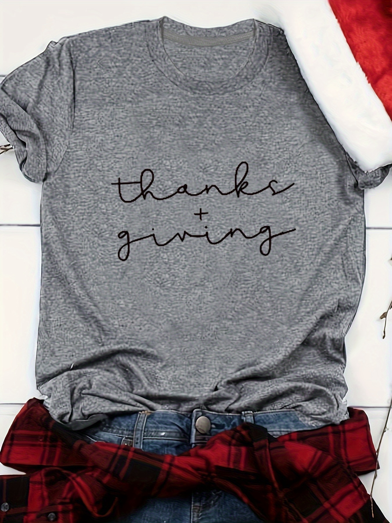 Thanksgiving Shirts For Women Thankful Graphic Letter Print T Shirt Casual Short Sleeve Tee Tops