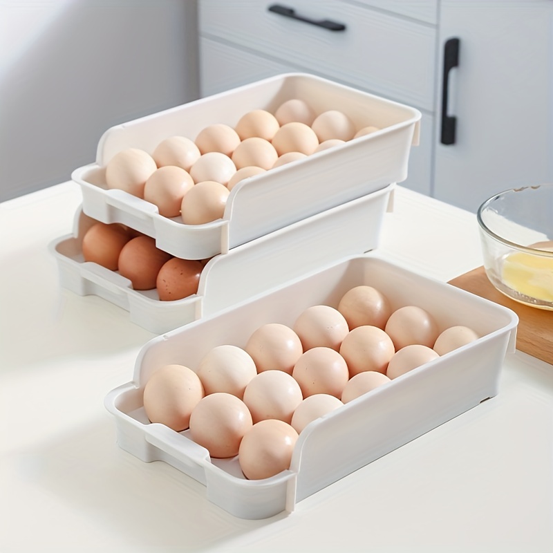 Refrigerator Plastic Egg Storage Box With 2 Drawer Egg - Temu