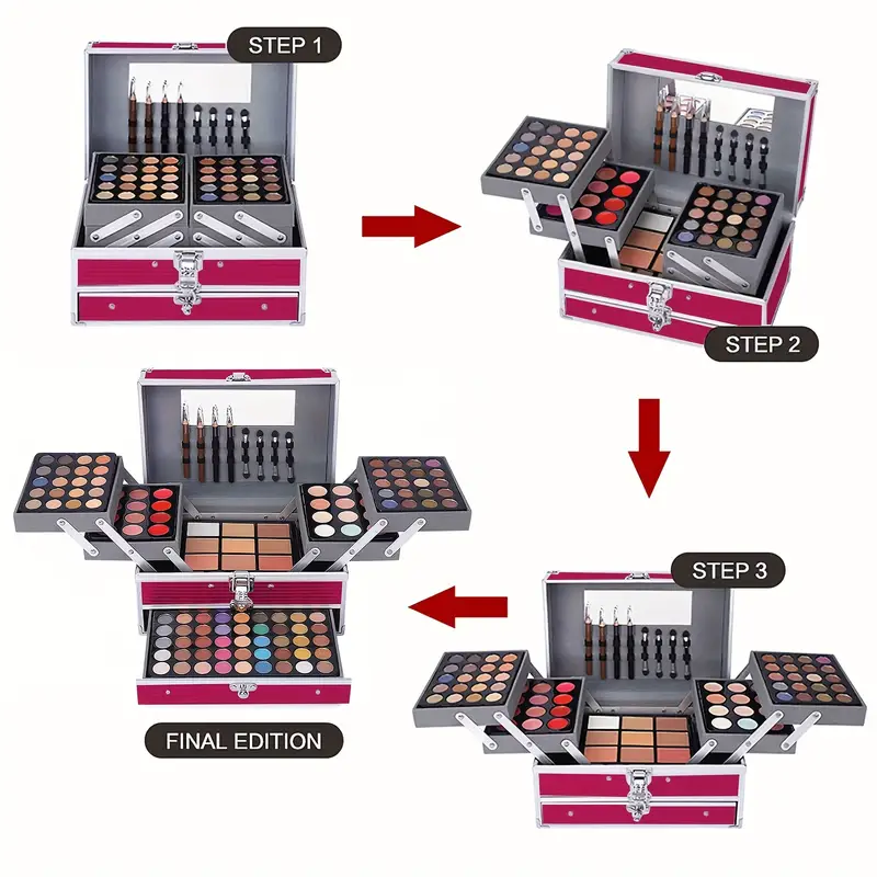 all in one makeup gift set kit 132 colors makeup kits includes 94 eyeshadow 12 lip gloss 12 concealer 5 eyebrow powder 3 face powder 3 blush 3 contour shade 2 lip liners 2 eye liners 4pcs eyeshadow brush details 5