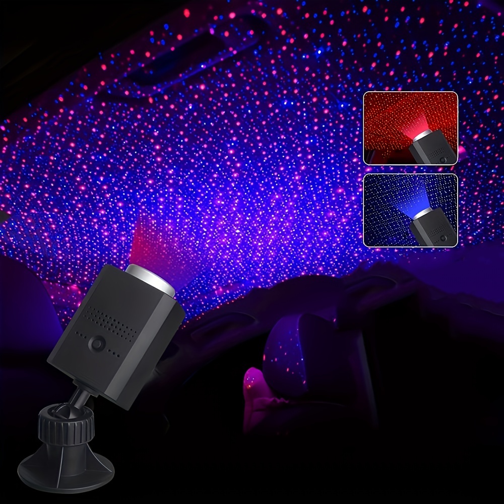 Veilleuse de toit de voiture 1PC, éclairage intérieur de plafond  automatique de voiture USB, lumière d'ambiance LED, lumière de projecteur  DJ Disco, lampe de scène à commande vocale RVB pour voitures 