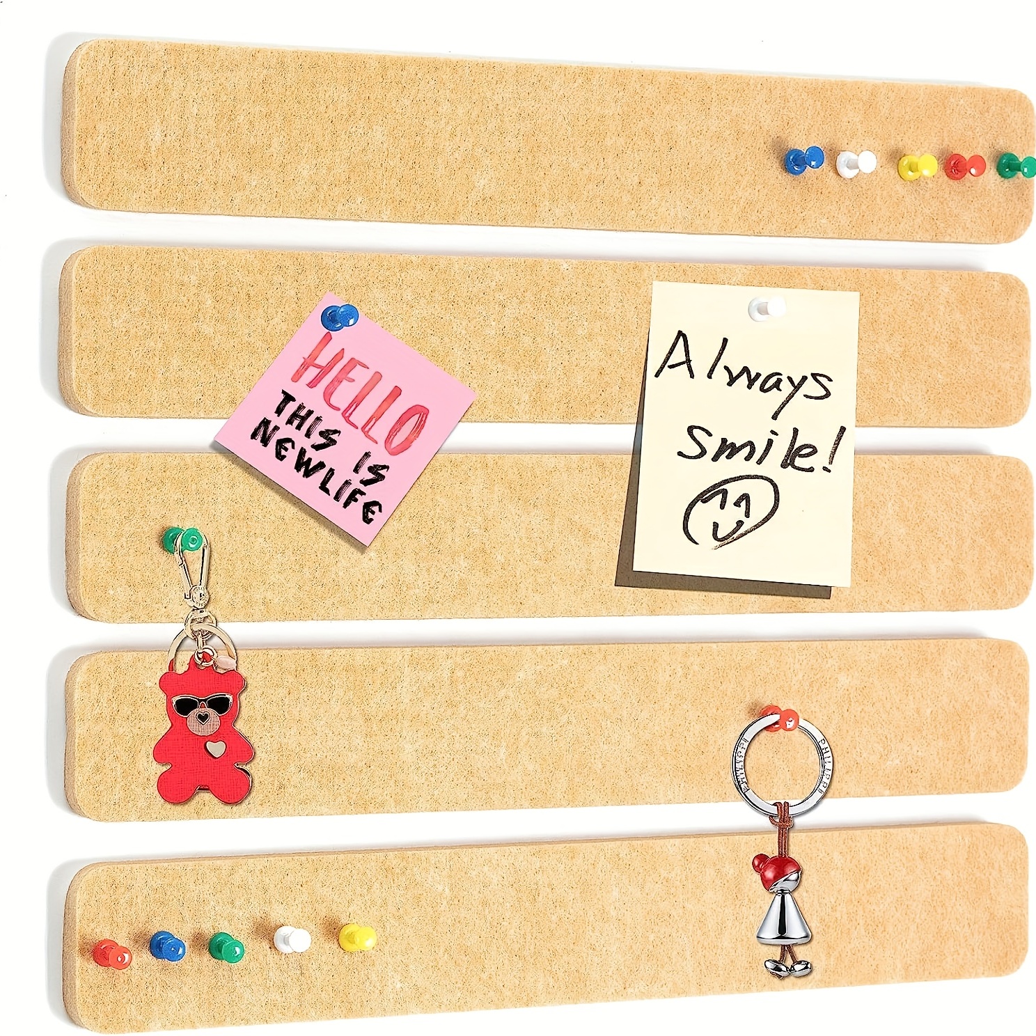 5Pcs Felt Bulletin Board Bar Strips, Self-Adhesive Cork Board Strips with  35Pcs Pushpins Memo Cork Pin Board for Home Bedroom Walls Organizer Decor  Paste Notes, Photos, Offices Schedules (Multi-Color) - Yahoo Shopping