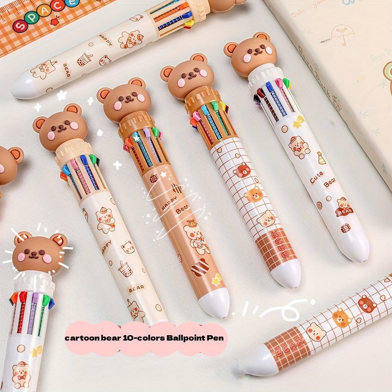 1pc 10colors Cute Bear Ballpoint Pen, Multi-color Ballpoint Pen