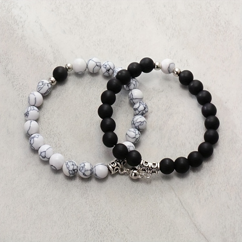 8mm Natural Stone Matte Beaded Bracelet For Men & Women, Matte Howlite  Tiger Eye Stone Beaded Stretchable Bracelet For Yoga, Provides Healing  Energy