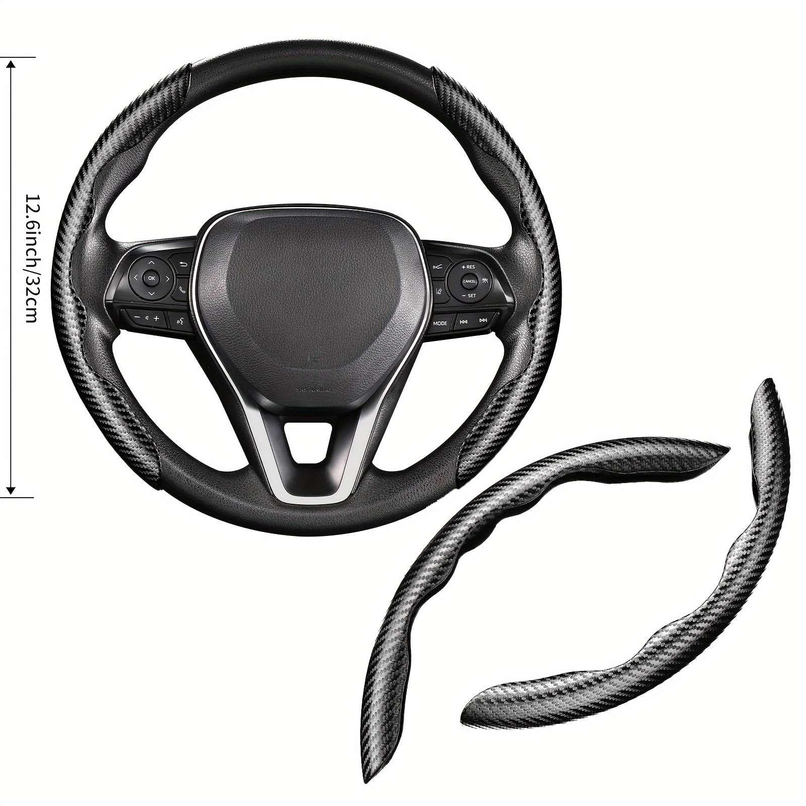 

Carbon Fiber Steering Wheel Cover For Men Sporty Wheel Protector, Anti-skid Soft Pu Leather Universal For 14 15 16 Inch Car Steering Wheel Cover