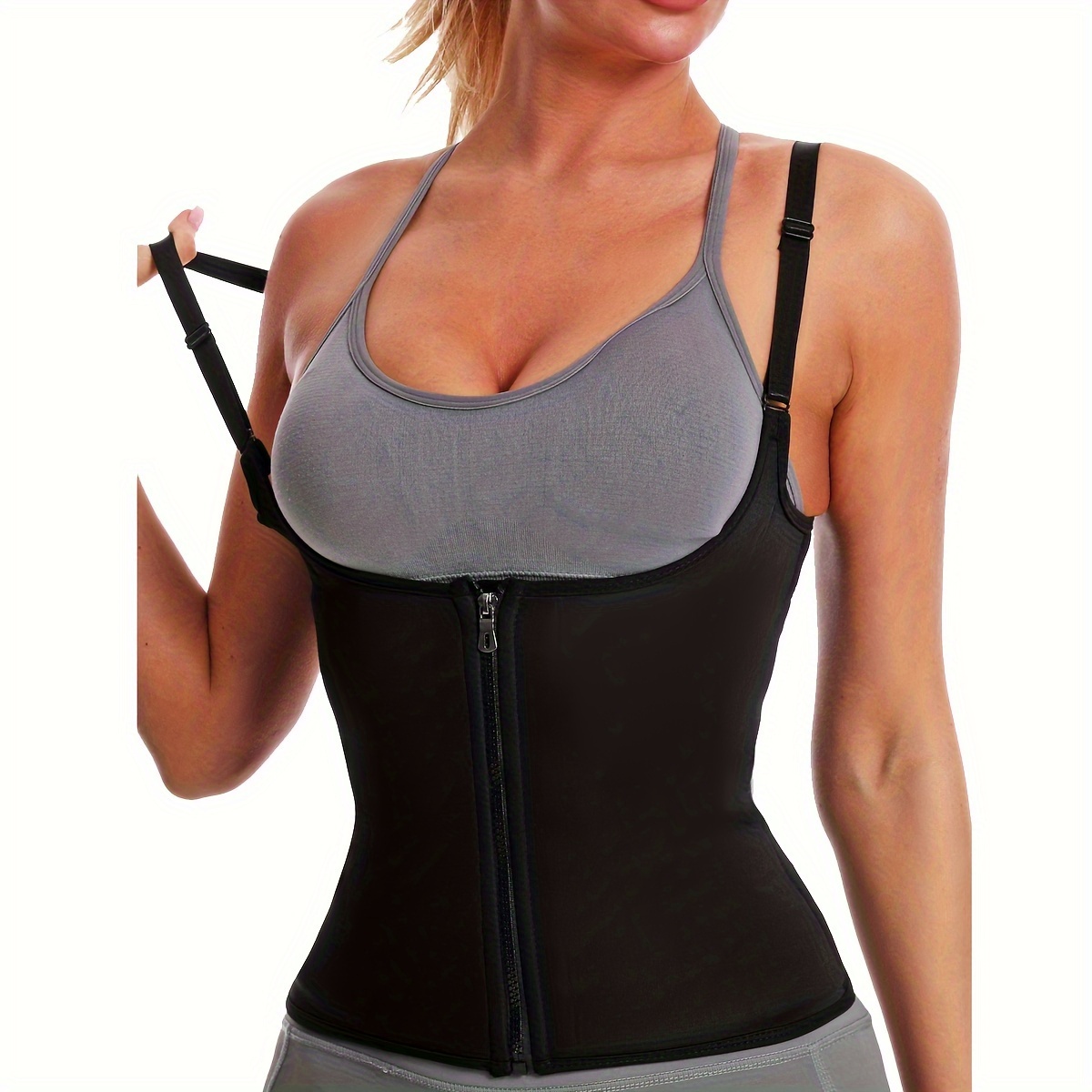 Women Waist Trainer Corset Zipper Vest Body Shaper Cincher Tank Top with  Adjustable Straps : : Clothing, Shoes & Accessories