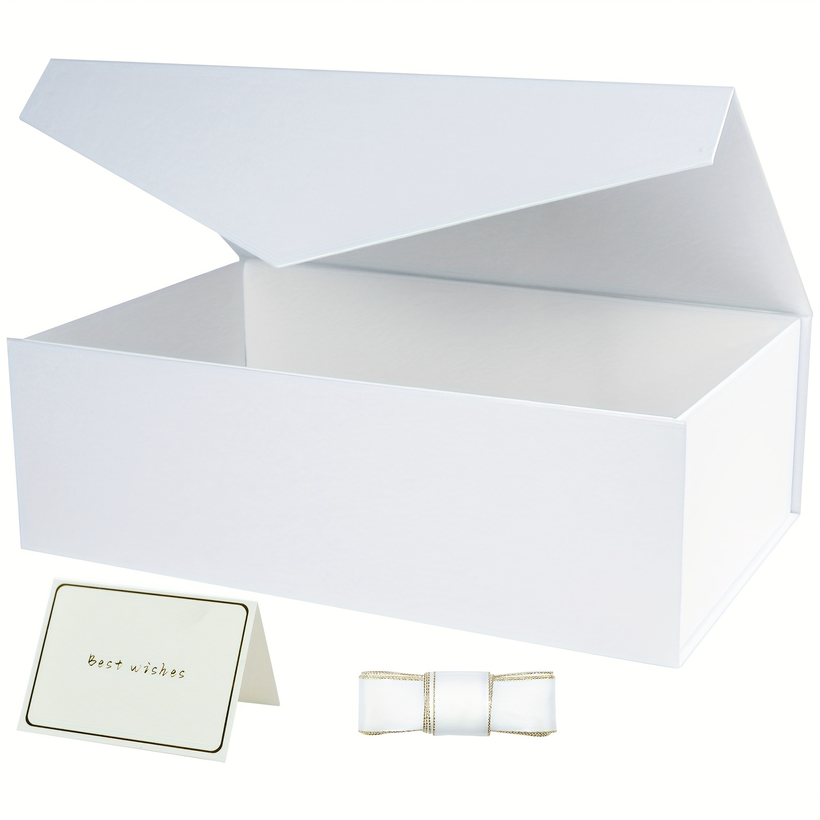 Caja de regalo, color blanco, de 11 x 7.8 x 3.5 pulgadas; caja de regalo  con tapa para padrino de boda; caja de almacenamiento duradera con imán  para