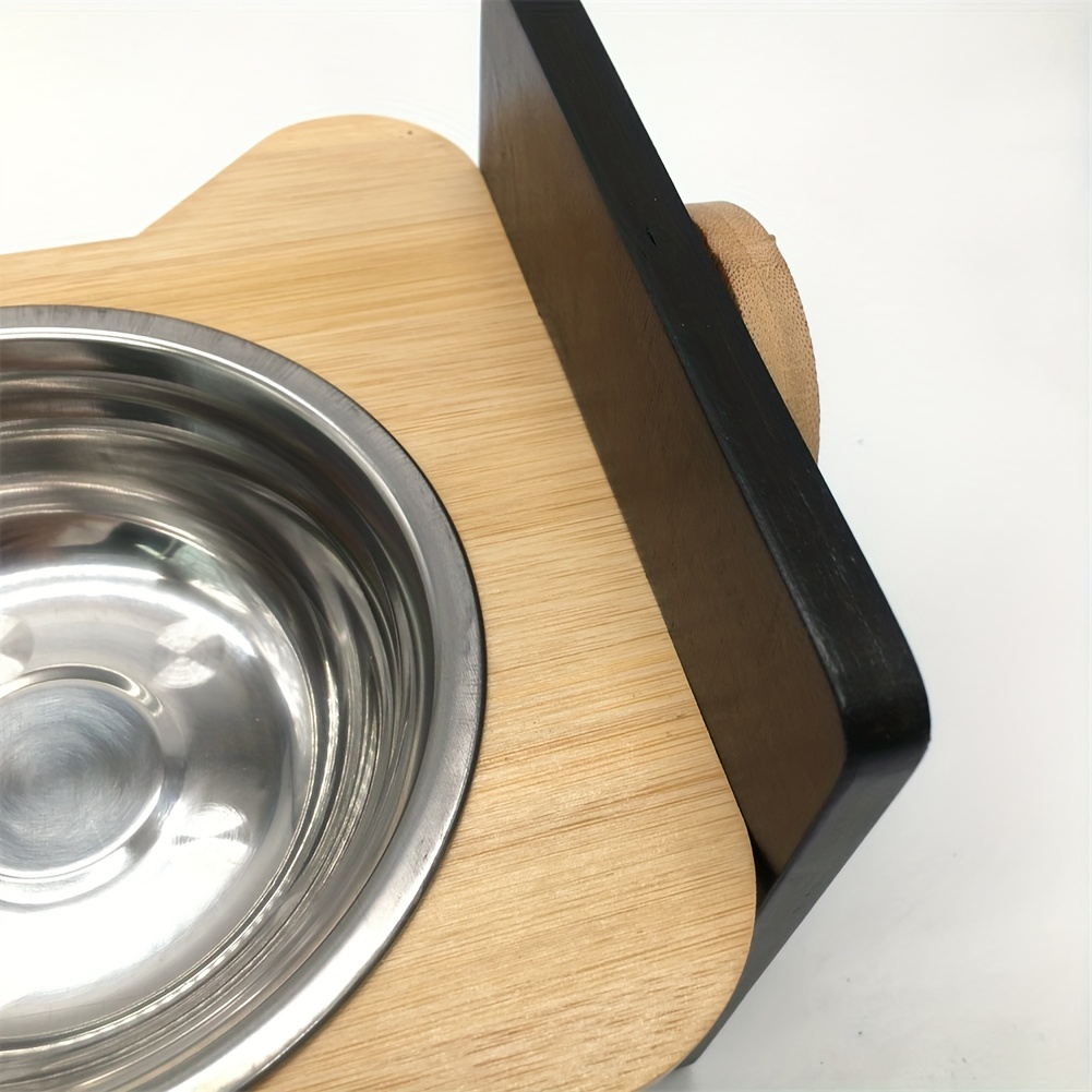 Adjustable Raised Bamboo Cat Bowl Stand Anti leak Pet Feeder - Temu