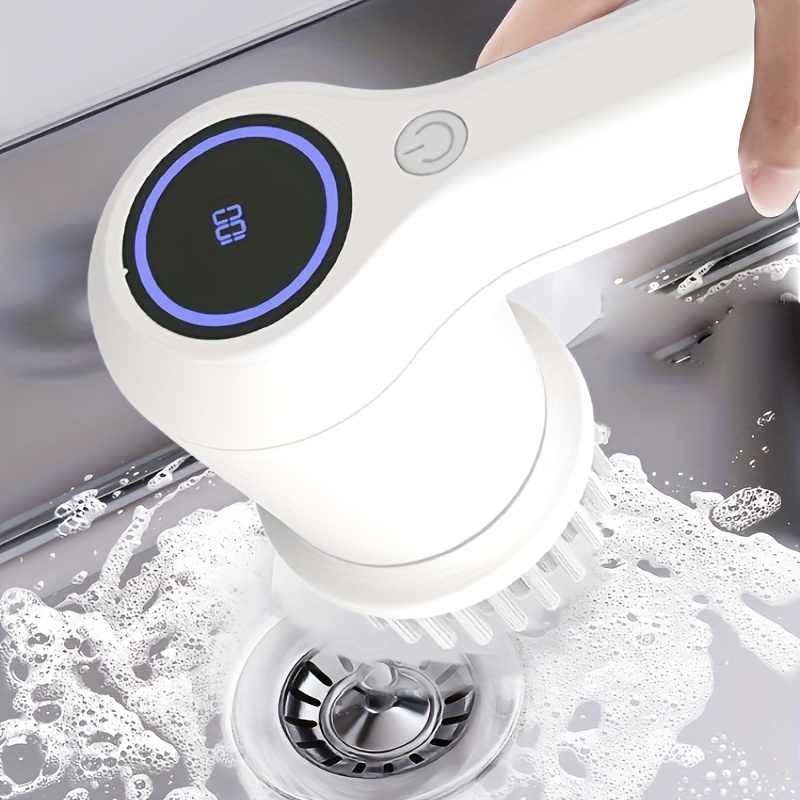 Electric Spin Scrubber Cordless Power Scrubber with 4 Replaceable Brush  Heads and 2 Rotating Speeds, Shower Cleaning Brush Cleaner for Bathroom  Kitchen Tile Grout Stove Tub Sink Dish, LED Display 