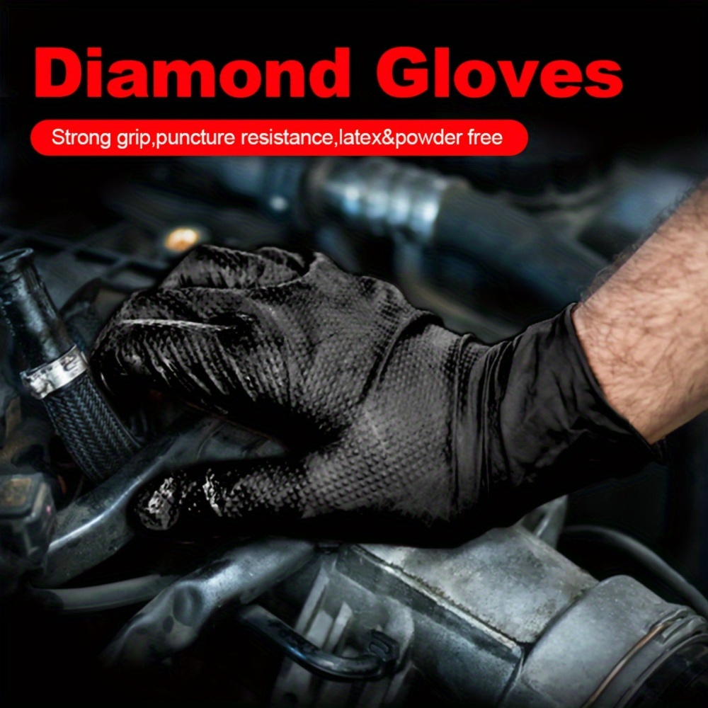 Diamond Pattern Nitrile Gloves Industrial Waterproof Oil - Temu