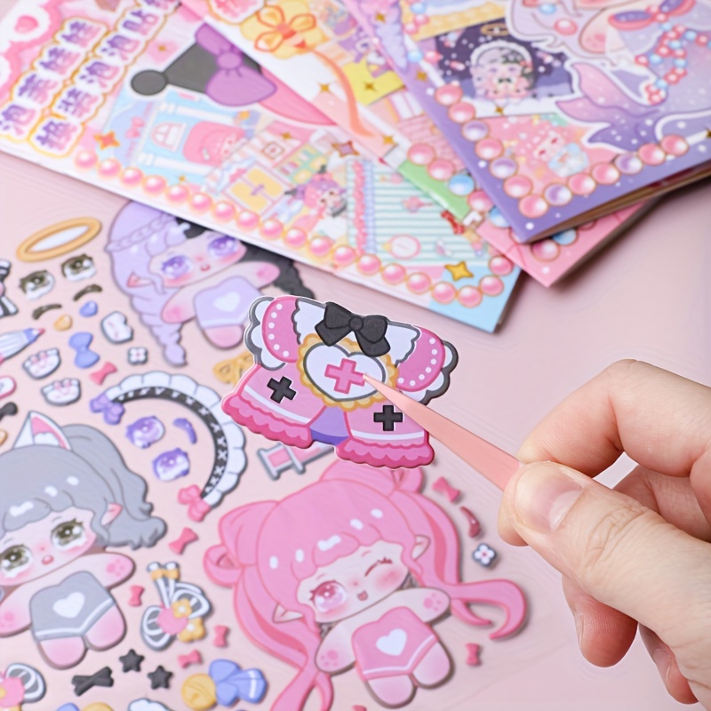 Puff Doll Diy Dressing Show Foam Stickers Cute - Temu