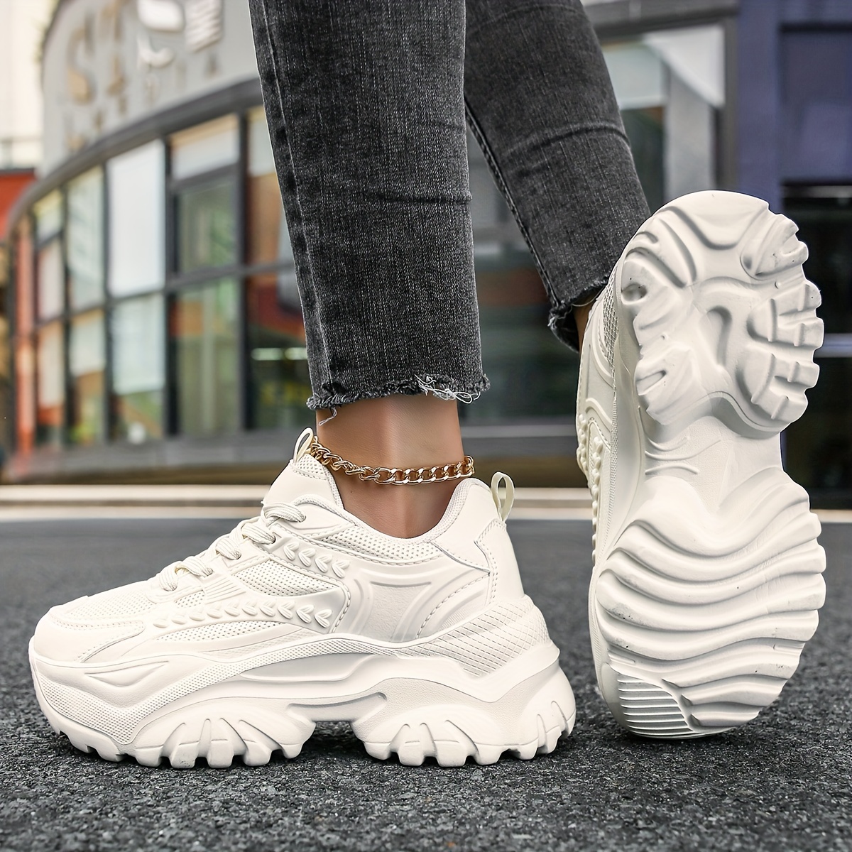 Chunky Fashion Breathable Sneakers Women's Casual Shoes GOS0337