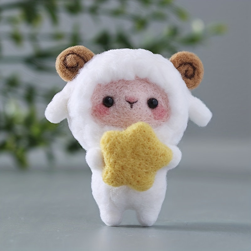 Diy Animal Sheep Wool Felt Doll Creative Material Package - Temu